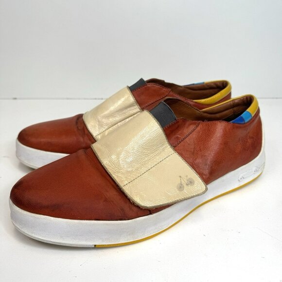 John Fluevog Kickback Moving Sneakers Shoes Mens Size 13 Orange Leather Casual - Picture 4 of 11